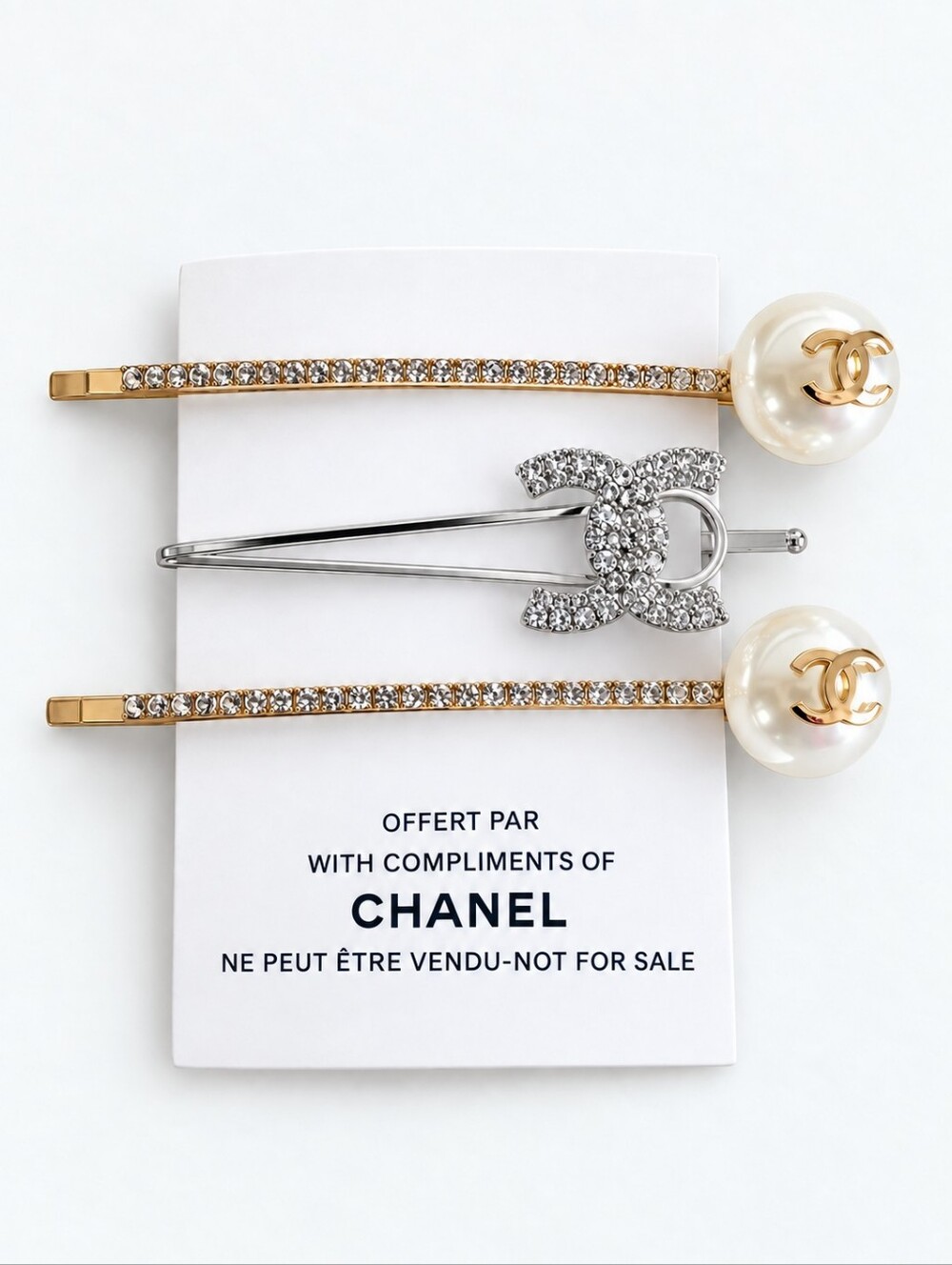 New 3 Qty Chanel Diamonds & Pearls Barrette Bundle